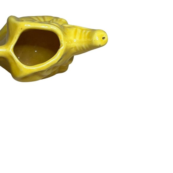 Vintage Miniature Ceramic Elephant Pitcher Yellow Trunk Up - Picture 5 of 6